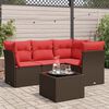 vidaXL 5 Piece Patio Sofa Set with Cushions Brown Poly Rattan