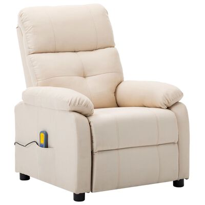 vidaXL Electric Massage Recliner Chair Cream Fabric
