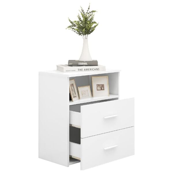 vidaXL Bed Cabinet White Sturdy Engineered Wood Medium