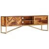 vidaXL TV Cabinet Brown Solid Acacia Wood, Brass powder-coated iron