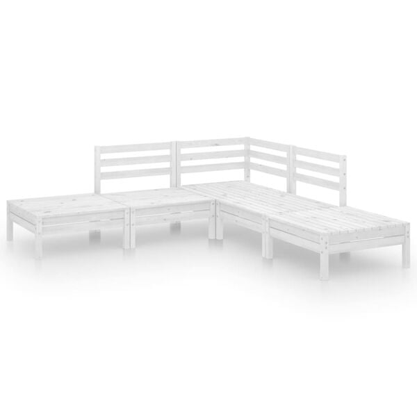 vidaXL Garden Lounge Set White Solid Pine Wood Small Modular