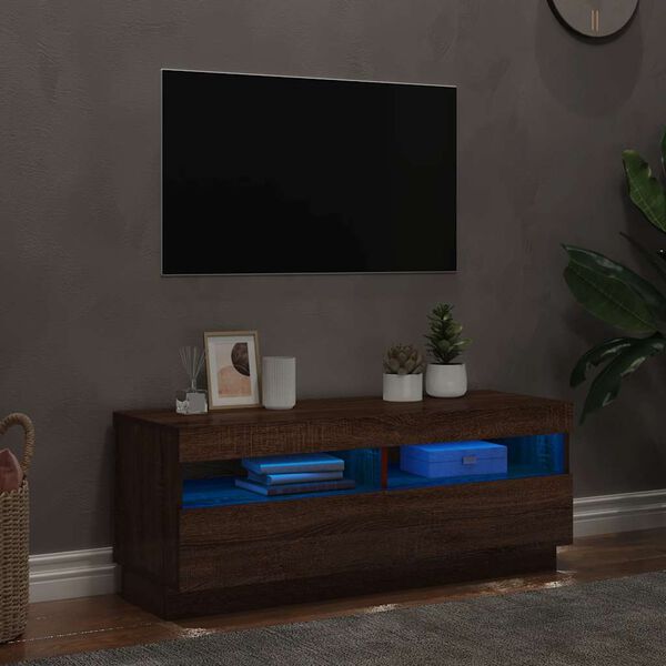 vidaXL TV Cabinet Brown Oak Engineered Wood 39.4 in x 13.8 in x 15.7 in