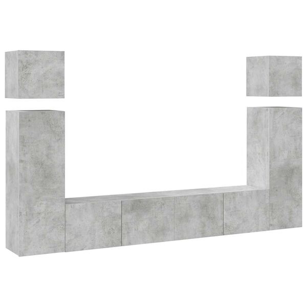 vidaXL TV Cabinet Set Set of 8 Concrete Gray Engineered Wood Medium