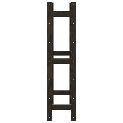 Vertical dark wooden ladder-like wine rack accessory portion