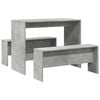 vidaXL Dining Table And Bench Set Concrete grey Engineered wood Standard