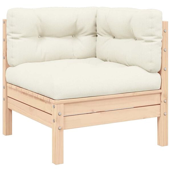 vidaXL Garden Lounge Set Set of 3 Cream, Natural Wood