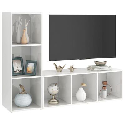 vidaXL TV Stands 2 Pcs High Gloss White 42.1"x13.8"x14.6" Engineered Wood