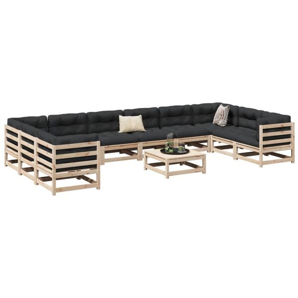 vidaXL Garden Sofa Set Natural Wood Solid Pine Wood Large