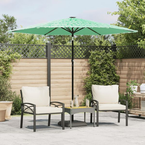 vidaXL Garden Parasol Green Polyester, Powder-Coated Steel, Straw Large