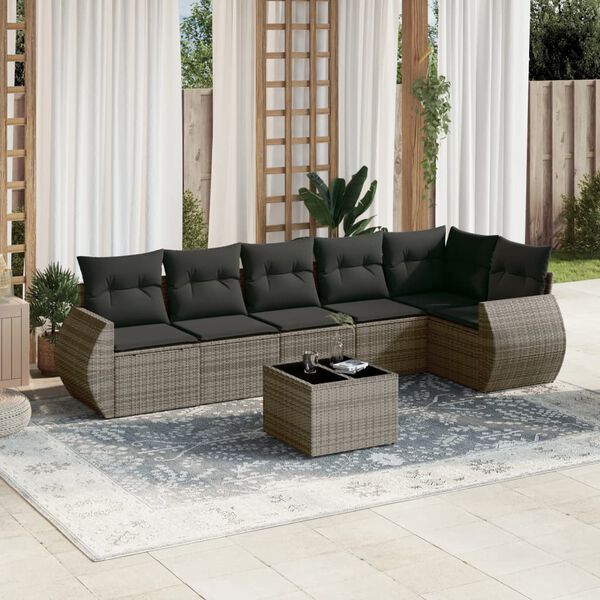 vidaXL Garden Sofa Set Grey Poly Rattan Large Modular Garden Sofa Set