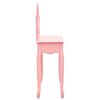 vidaXL Dressing Table with Stool Pink 25.6x14.2x50.4" Paulownia Wood MDF