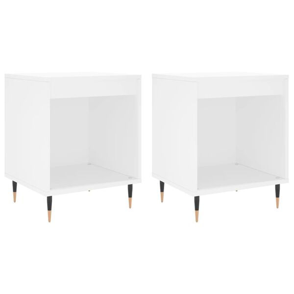 vidaXL Bedside Cabinet Set of 2 White Engineered wood, metal Medium