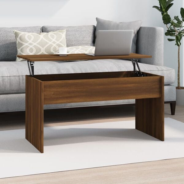 vidaXL Coffee Table Brown Oak Engineered Wood Medium Hidden Compartments