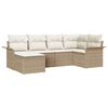 vidaXL Garden Sofa Set with Cushion 6 pcs Beige Poly Rattan