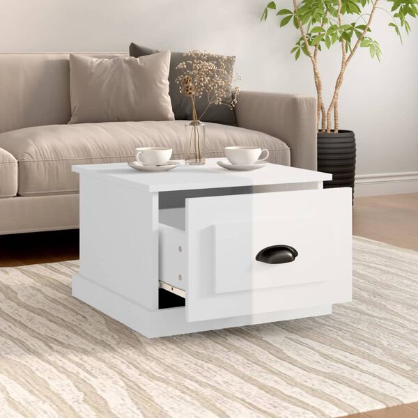 vidaXL Coffee Table High gloss white Engineered wood 19.7 in x 19.7 in