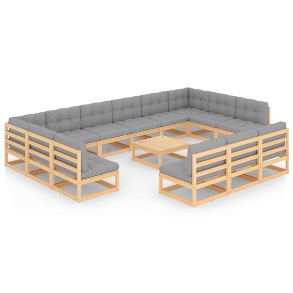 vidaXL Garden Lounge Set Natural wood, Grey