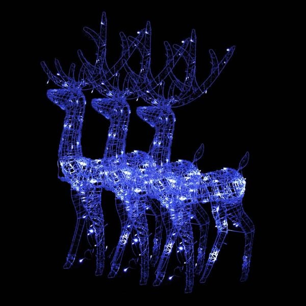 vidaXL Reindeer Christmas Decoration Set of 3 Blue Acrylic Large