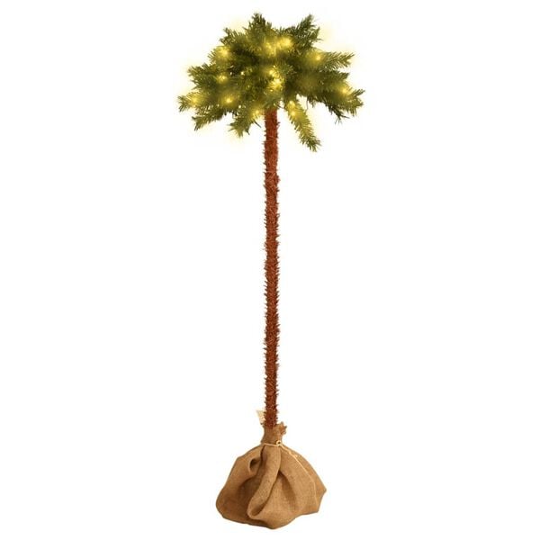 vidaXL Christmas Tree Green and brown PVC, steel, linen fabric Medium