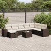 vidaXL Garden Sofa Set Brown PE rattan, powder-coated steel, tempered glass