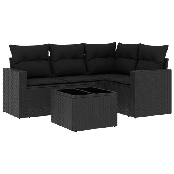 vidaXL Garden Sofa Set Black PE rattan 5-piece set Modular