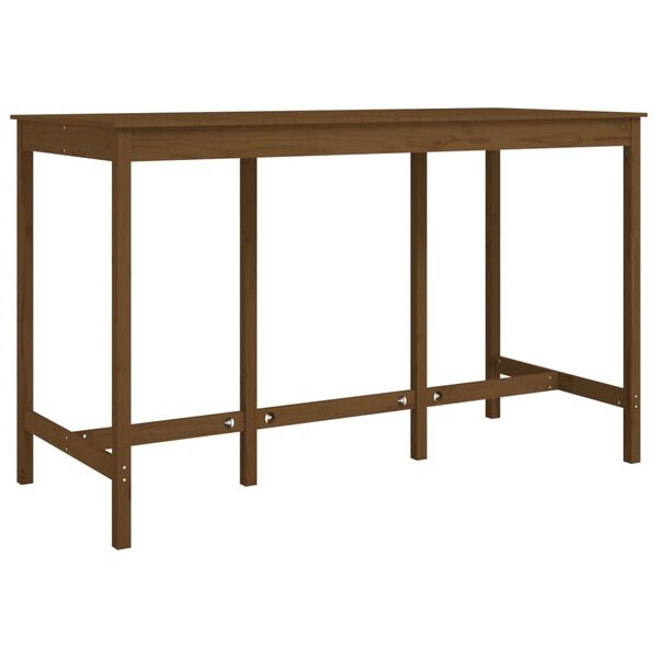 vidaXL Bar Table Honey brown Solid pine wood Large Durable Bar Table
