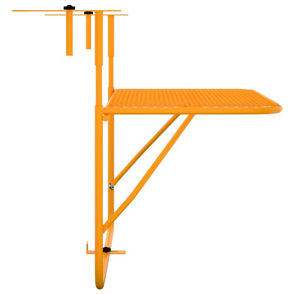 vidaXL Balcony Table Yellow Steel 23.6 x 15.7 in Foldable