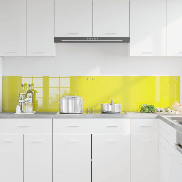 vidaXL Kitchen Backsplash 2 pcs Yellow 39.37 x 15.75 in Tempered Glass