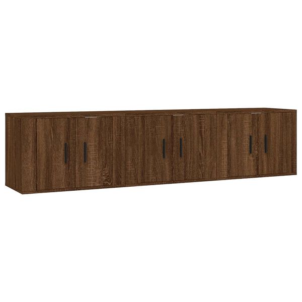 vidaXL Wall-mounted TV Cabinet Set of 3 Brown oak Engineered wood