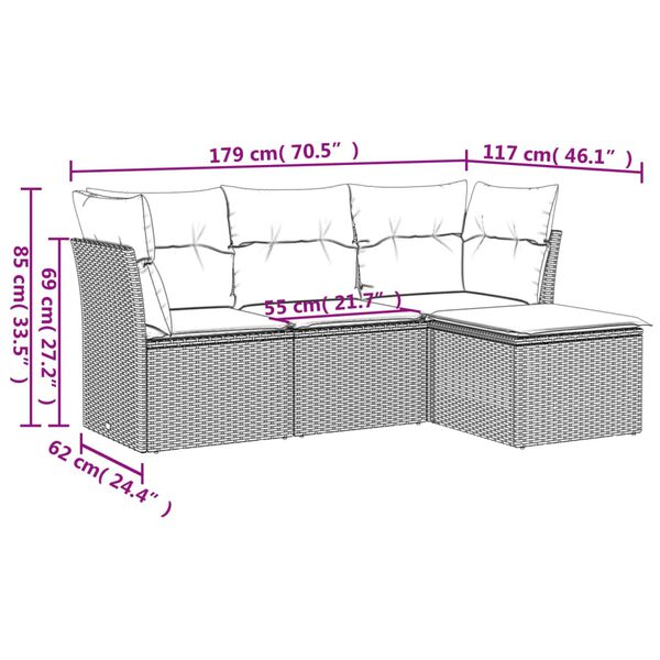 vidaXL Garden Sofa Set Brown PE Rattan Medium Modular Garden Sofa Set