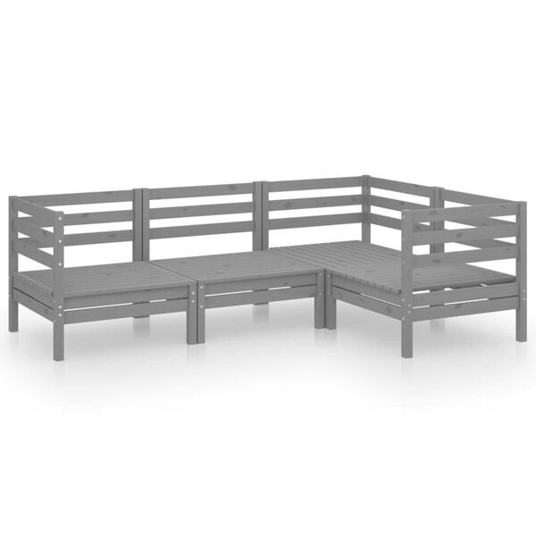 vidaXL Garden Lounge Set Gray Solid pine wood Medium Modular