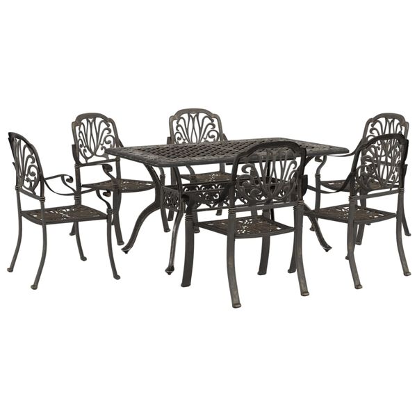 vidaXL Garden Dining Set Bronze Cast aluminum Standard Sits Plenty