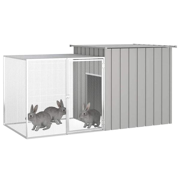 vidaXL Rabbit Cage Grey Galvanized Steel 78.7 in x 35.8 in x 39.4 in