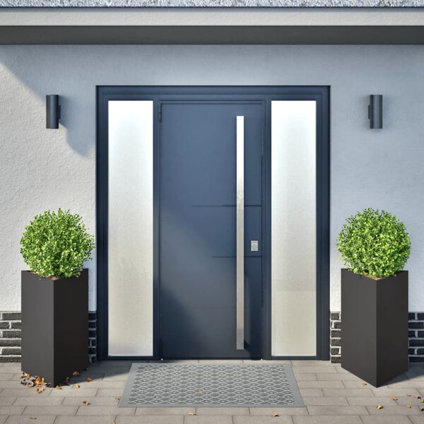 vidaXL Garden Planter Set of 2 Black Steel Medium Garden Planter