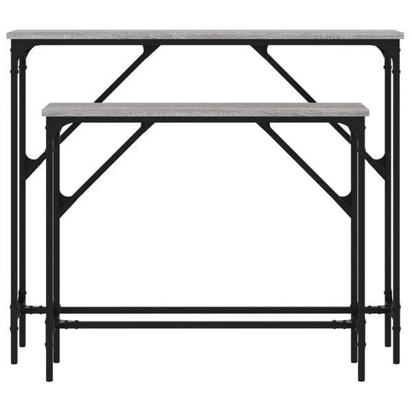 vidaXL Industrial Console Table Set of 2 Grey Sonoma