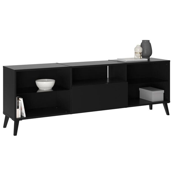 FMD TV Cabinet Black Melamine-coated particle board Medium TV Cabinet