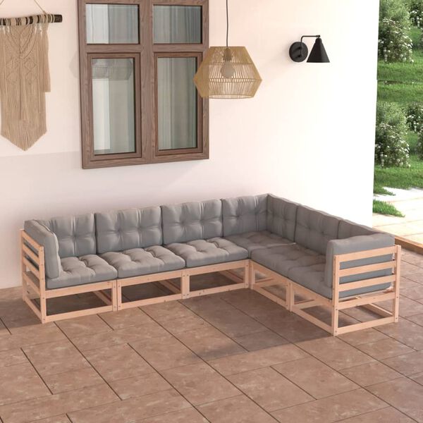 vidaXL Garden Lounge Set Natural Wood and Grey