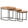 vidaXL Nesting Table Set of 3 Brown Solid acacia wood, iron