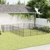 vidaXL Dog Playpen Black Galvanized Steel Large Heavy Duty Dog Playpen