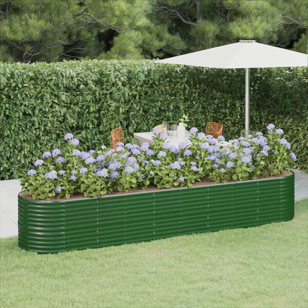 vidaXL Garden Raised Bed Green Powder-coated steel Extra Large Durable