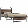 vidaXL Bed Frame Brown Oak Steel, Engineered Wood Single Bed Frame