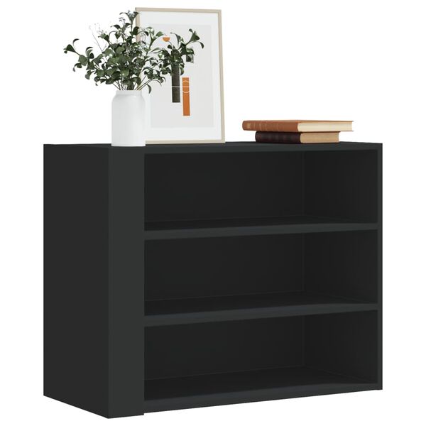 vidaXL Wall Cabinet Black Engineered wood 29.5x13.8x23.6 in