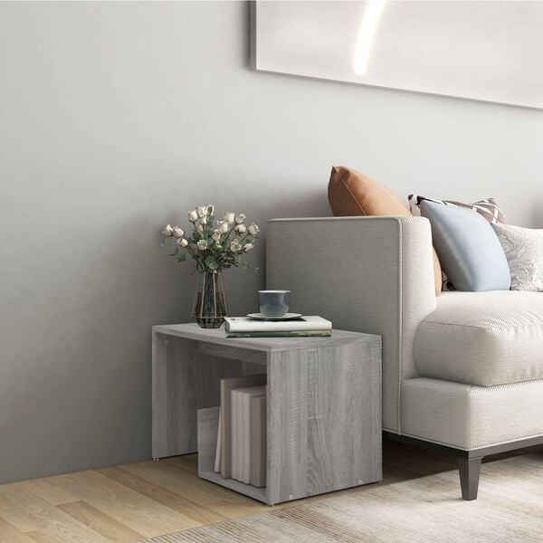 vidaXL Side Table Grey Sonoma Engineered Wood Side Table Rectangular