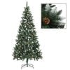 vidaXL Christmas Tree Green and White PVC, Iron, Plastic Large