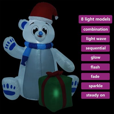 vidaXL Christmas Inflatable Polar Bear LED Indoor and Outdoor 8 ft