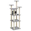 vidaXL Cat Tree Light Grey Engineered Wood, Plush, Sisal 67.3 in Tall