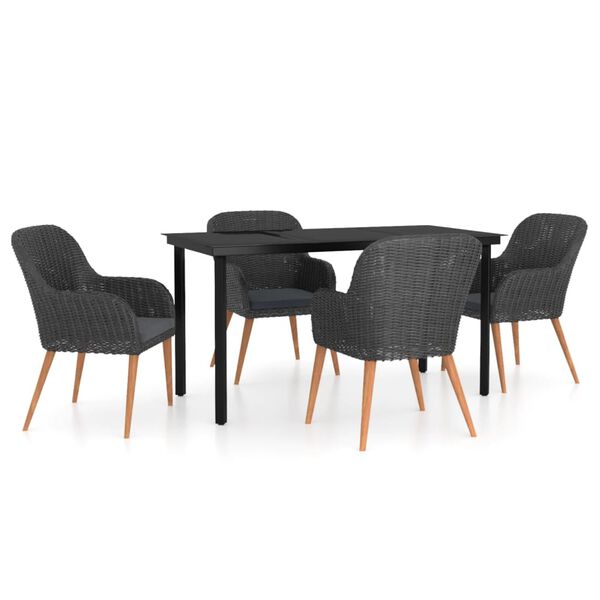 vidaXL Garden Dining Set Black, Dark Grey
