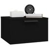 vidaXL Wall-mounted Bedside Cabinet Black Engineered wood Small