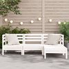 vidaXL Garden Sofa White Solid pine wood Three-seater Modular