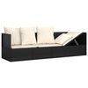 vidaXL Outdoor Lounge Bed Black Poly Rattan, Powder-Coated Steel, Polyester