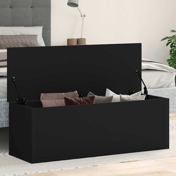 vidaXL Storage Box Black Engineered wood Medium Storage Box